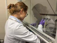 Dokoranka podczas bada&nacute; w laboratorium